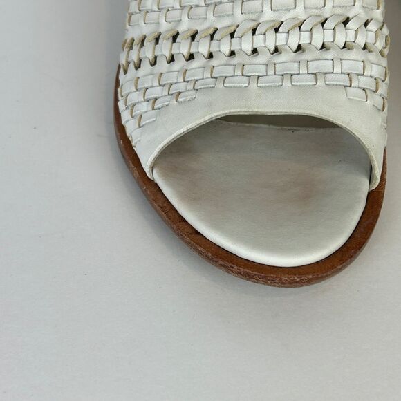 Rag & Bone Wyatt Block Heel Open Toe Leather Sandal Ivory Woven Buckle Sz 38.5 8 - Picture 12 of 12